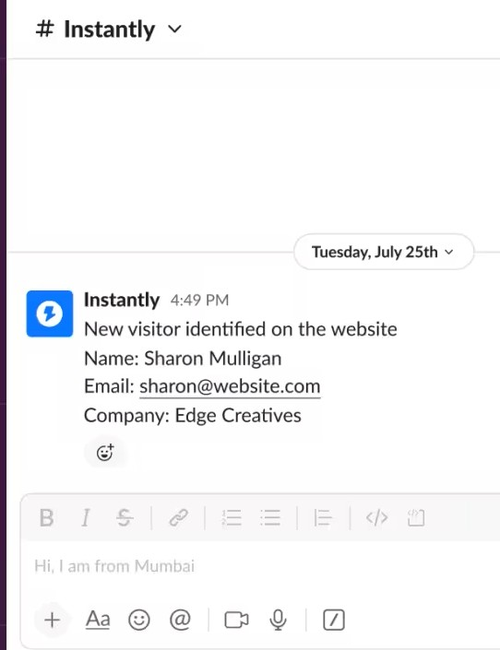Real website visitor identification alert